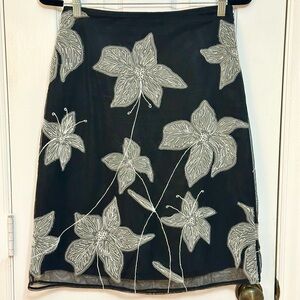 The Limited black and white floral flowy skirt